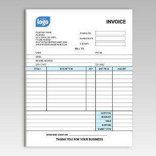 Small Business Logo Personalized Invoice Notepad