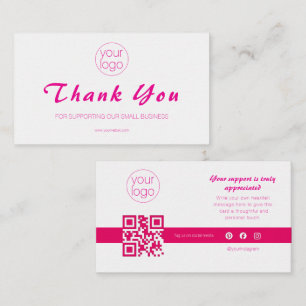 Small Business Logo Thank You QR Card Blush