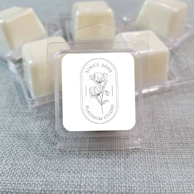 Small Business Minimalist Floral Packaging  Square Sticker (Small Business Minimalist Floral Packaging Square Sticker)