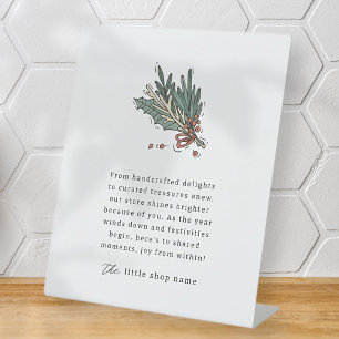 Small Business Modern Minimalist Holiday Thank You Pedestal Sign