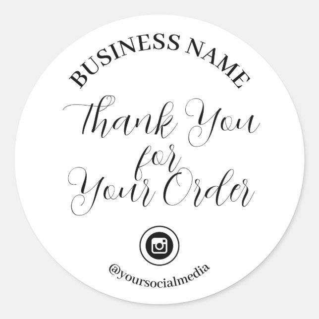 Small Business Product Thank You Social Media  Classic Round Sticker (Front)
