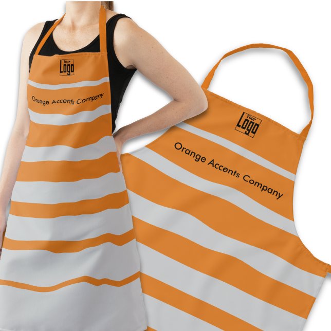 Small Business Promotion Logo Name Grey Orange Apron (Creator Uploaded)