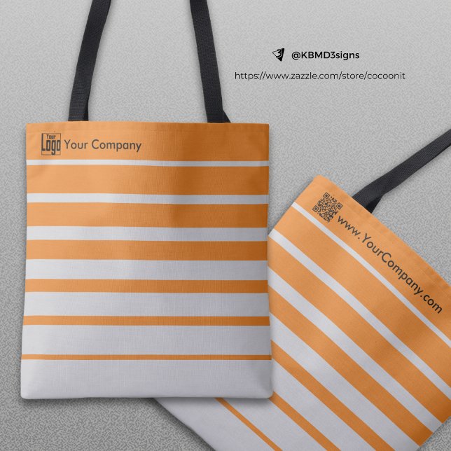 Small Business Promotion Logo Name Grey Orange Tote Bag (Small Business Promotion Logo Name Gray Orange Tote Bag)