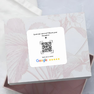 Small Business Promotional Google Review QR Code Square Sticker