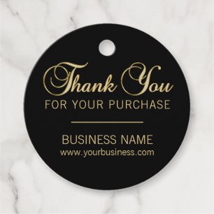 Small Business Purchase Order Thank You Gold Black Favour Tags