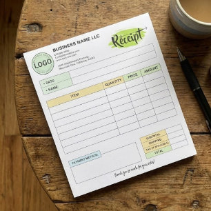 Small Business Receipts with Logo   Order Invoice Notepad