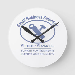 Small Business Saturday - Hardware blue Round Clock