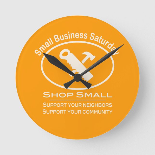 Small Business Saturday Hardware (white) Round Clock (Front)