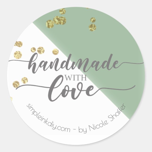 Small Business|Simple Packaging Sticker|Glitter Classic Round Sticker (Front)
