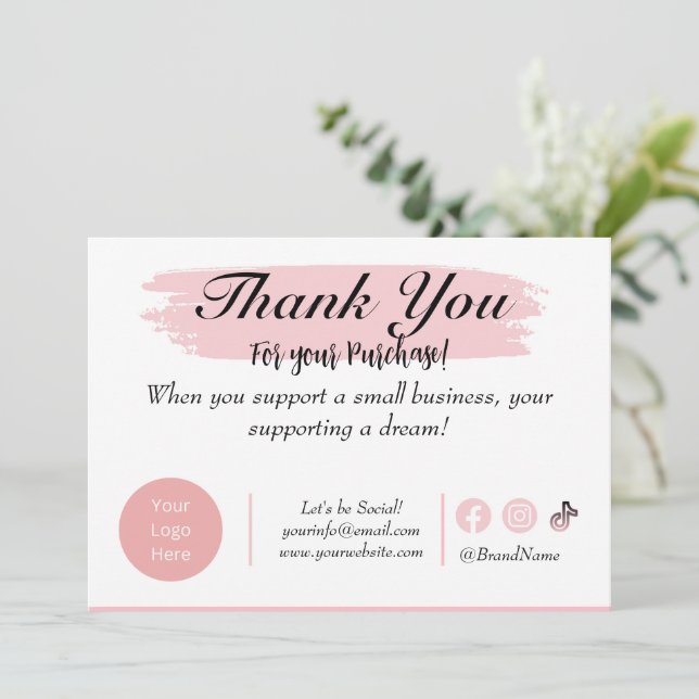 Small Business Thank You for Purchase Card (Standing Front)