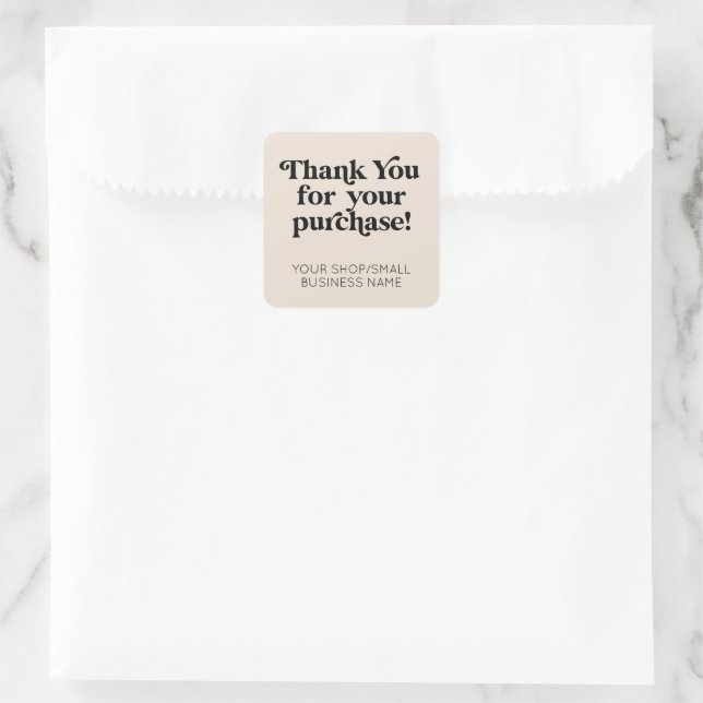 Small Business Thank You For Your Purchase Custom Square Sticker (Bag)