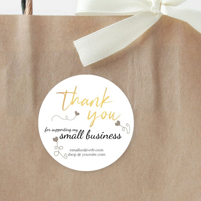 Small Business Thank You Gold Customised Sticker (Creator Uploaded)