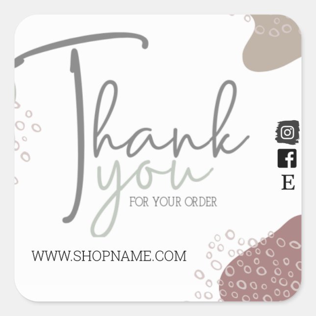 small business, thank you, package insert square sticker (Front)