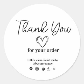 Small Business Thank You Social Media Classic Round Sticker