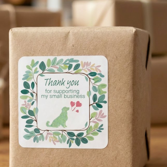 Small Business Thank You Sticker Cute Dog Label (Creator Uploaded)