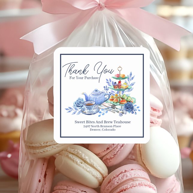Small Business Thank You Tea Room  Square Sticker (Creator Uploaded)