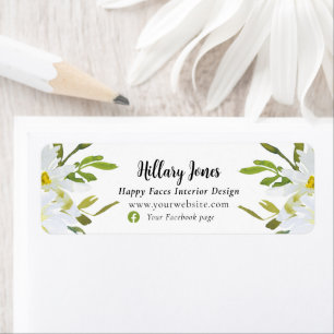 Small Business White Daisy Return Address  Label