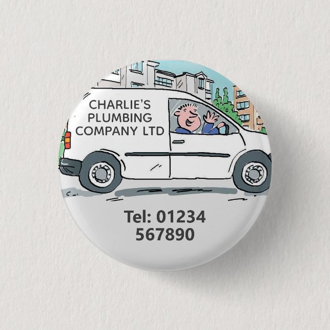 Small Business with Name on Company Van 3 Cm Round Badge (Front)