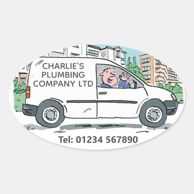 Small Business with Name on Company Van Oval Sticker (Front)