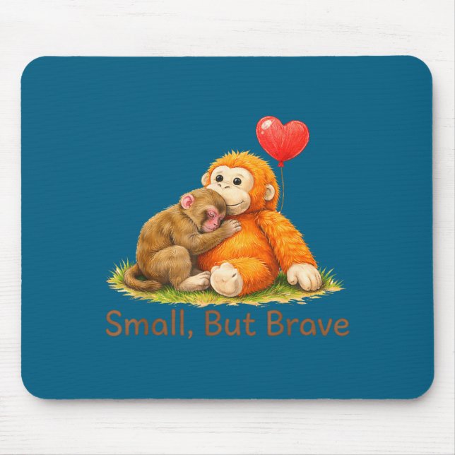 Small but brave cute punch monkey love design  mouse pad (Front)