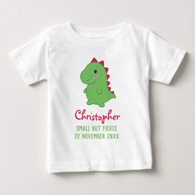 Small But Fierce | Funny Cute Dino Chibi T-Rex Baby T-Shirt (Front)