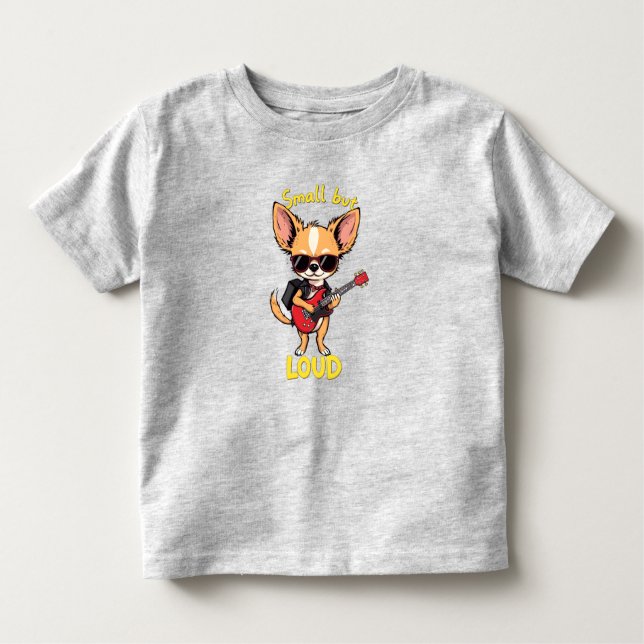 Small But Loud Chihuahua Rock Star Guitar T-Shirt (Front)