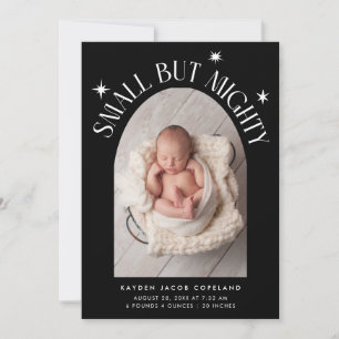 Small But Mighty Stars Black Photo Birth Announcement