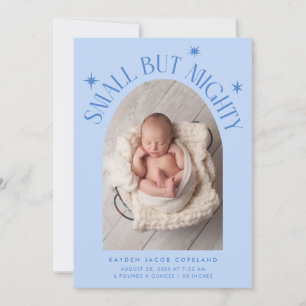 Small But Mighty Stars Icy Blue Photo Birth Announcement