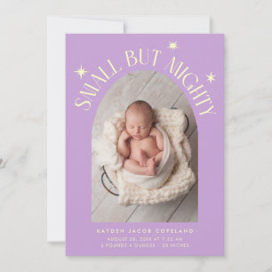 Small But Mighty Stars Wisteria Photo Birth  Announcement