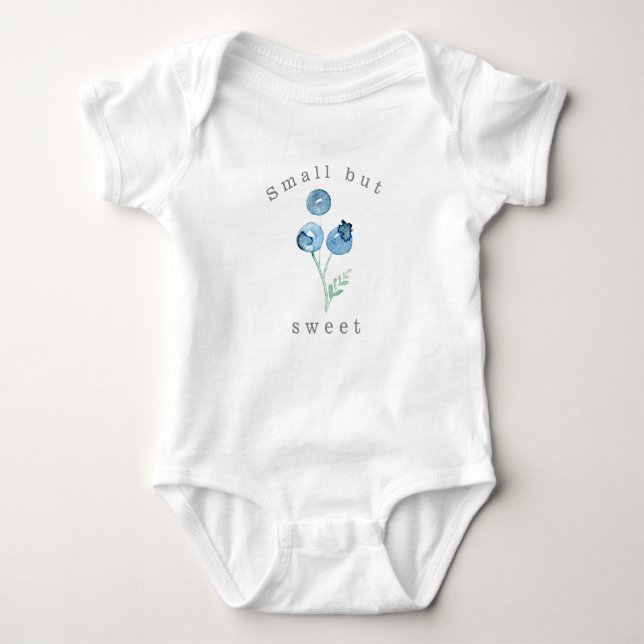 Small but Sweet | Blueberry Trio Watercolor Baby Bodysuit (Front)