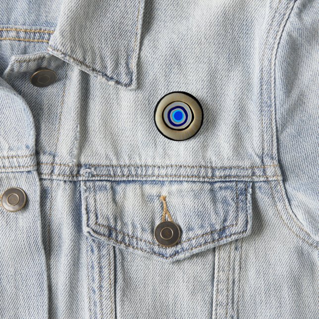 Small Button/ Greek Evil Eye 3 Cm Round Badge (In Situ)