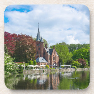 Small castle near lake in Bruges, Belgium Coaster