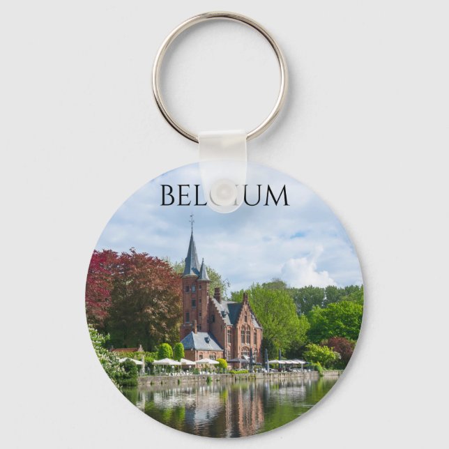 Small castle near lake in Bruges, Belgium Key Ring (Front)