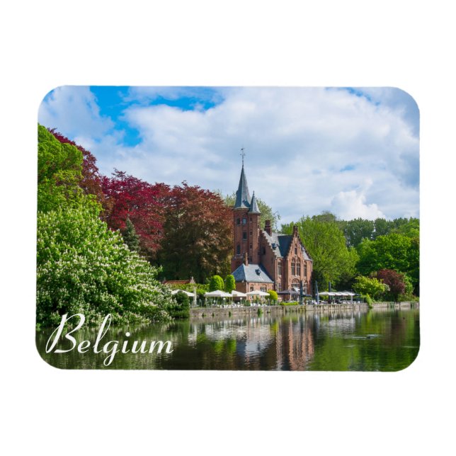 Small castle near lake in Bruges, Belgium Magnet (Horizontal)