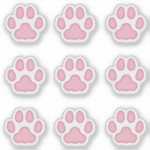 Small Cat Paw Prints Pink Animal Tracks Stickers