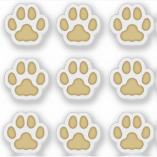 Small Cat Paw Prints Tan Animal Tracks Stickers