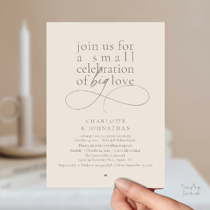 Small Celebration of Big Love, Elegant Minimalist Invitation