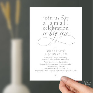 Small Celebration of Big Love, Elegant Minimalist Invitation