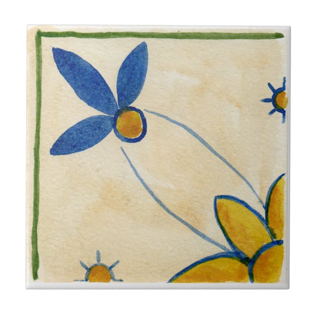 Small ceramic quarter tile Sicilian-style “Pink” (Front)