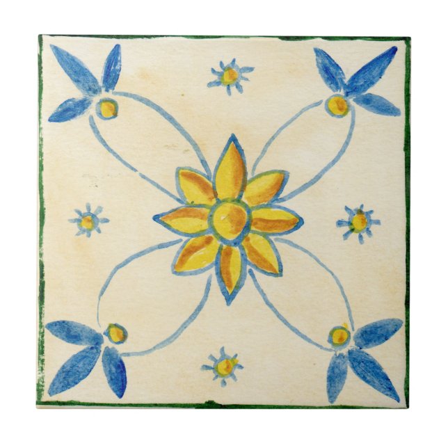 Small ceramic tile Sicilian-style “Pink” (Front)