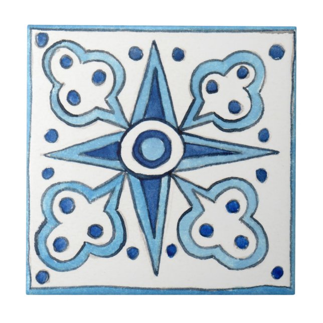 Small ceramic tile Sicilian-style “Trapani” (Front)