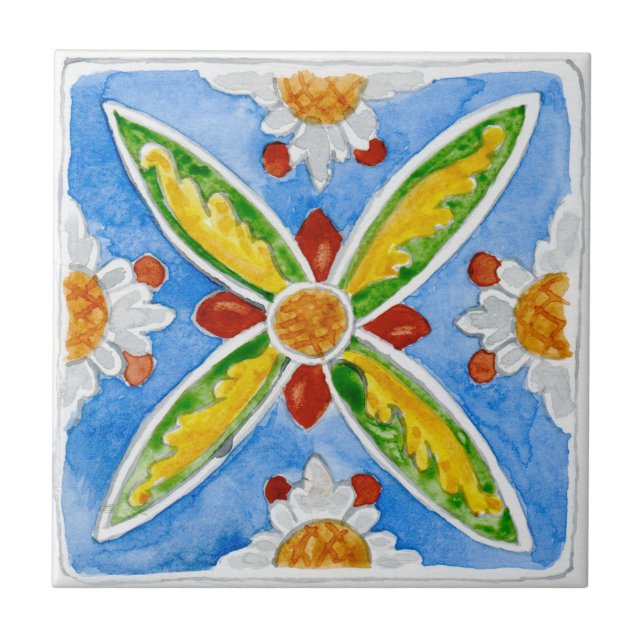 Small ceramic tile Sicily-inspired “Marsala” (Front)