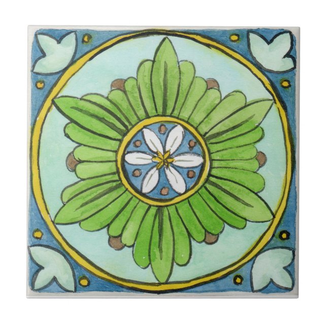 Small ceramic tile Sicily-inspired “Mozia” (Front)