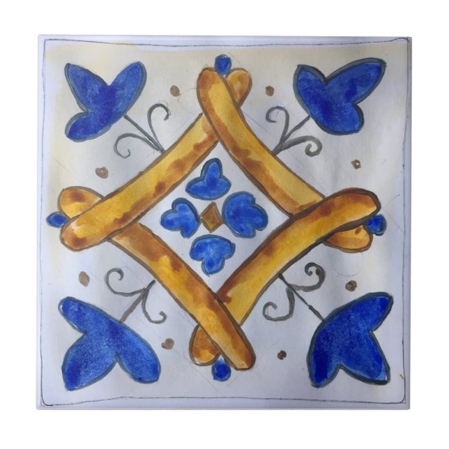 Small ceramic tile Sicily-inspired “Napola” (Front)