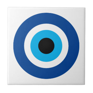 Small ceramic tile with Evil Eye Blue Mati icon