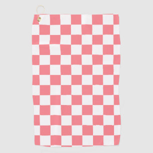 Small Checkers Blush Pink White Checkered   Golf Towel