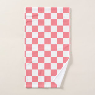 Small Checkers Blush Pink White Chequered Hand Towel
