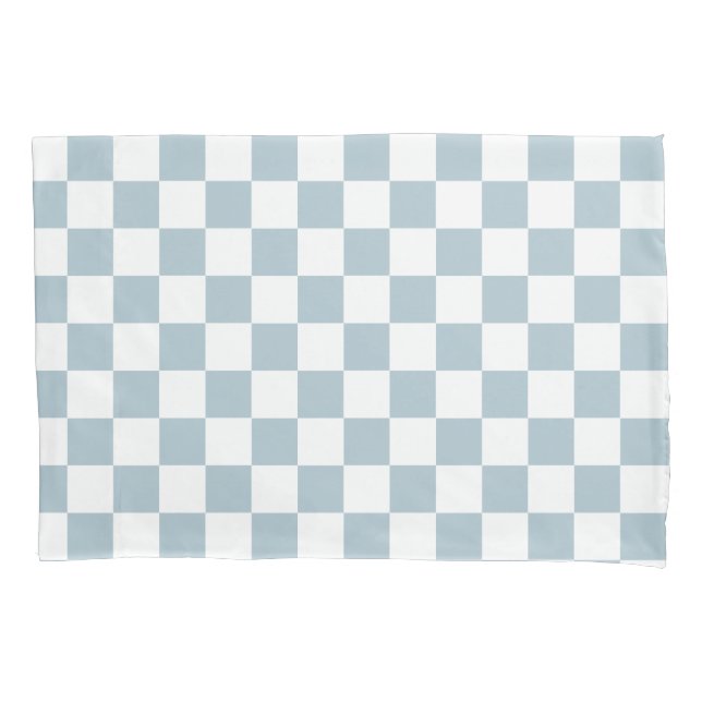 Small Checkers Pastel Blue White Chequered    Pillowcase (Front-Left)