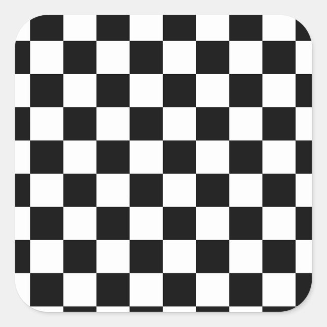 Small Chequered Board Pattern Square Sticker (Front)