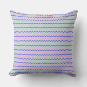 Small chevron pattern blue pink cushion